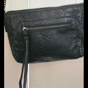 Black Snake Skin Crossbody Bag